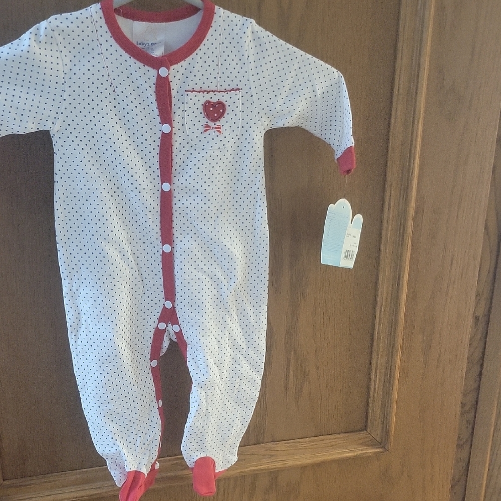 Carter's White and Red Footies Cozy One Piece